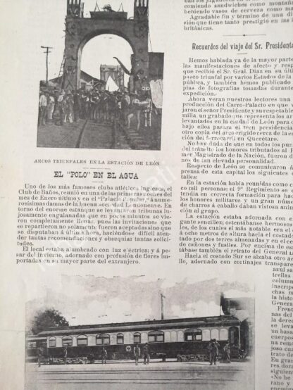 CARTEL ANTIGUO ORIGINAL DE EL CARRO DE TREN DE PORFIRIO DIAZ Y OTRAS NOTAS 1898 - Image 3