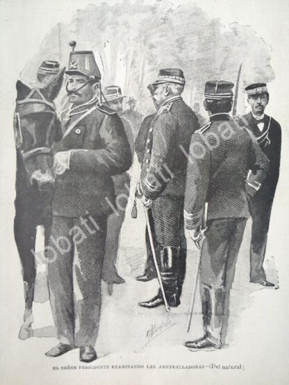 CARTEL ANTIGUO ORIGINAL DE PORFIRIO DIAZ PASA REVISTA MILITAR, 1898 DIBUJO DE CARLOS ALCALDE /MLT - Image 2