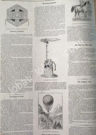 CARTEL ANTIGUO ORIGINAL DE PRIMERA MAQUINA DE DIAMANTE ARTIFICIAL Y MAS NOTAS CIENTIFICAS 1898