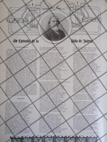 AFICHE ANTIGUO FIESTAS CENTENARIO DE BENITO JUAREZ 1906 - Image 2