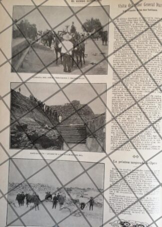 AFICHE ANTIGUO PORFIRIO DIAZ VISITA TEOTIHUACAN 1906