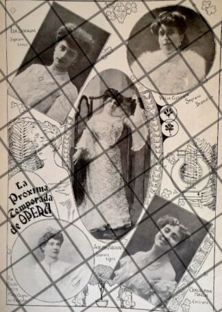 AFICHE ANTIGUO ACTRICES DE LA TEMPORADA DE OPERA 1906