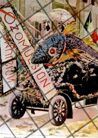 AFICHE ANTIGUO CARRETA DEL ACEITE OZOMULSION 1906