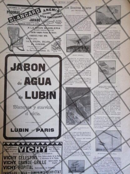AFICHE ANTIGUO PRIMEROS ENSAYOS DE AVIACION 1906 - Image 2