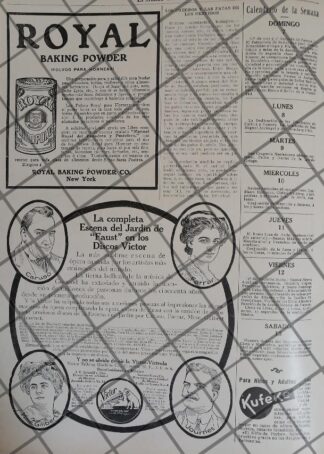 CARTEL ANTIGUO DISCOS VICTOR Y ENRICO CARUSO Y OTROS 1911