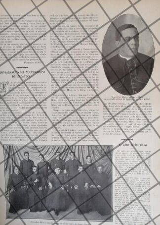AFICHE ANTIGUO MIGUEL DE LA MORA. OBISPO ZACATECAS 1911