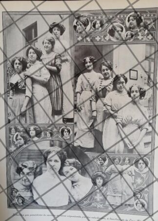 AFICHE ANTIGUO DAMAS VOLUNTARIAS DE LA CRUZ BLANCA 1911