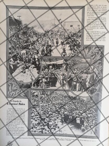 AFICHE ANTIGUO FRANCICO I. MADERO LLEGA A D.F Y TORREON 1911 - Image 2