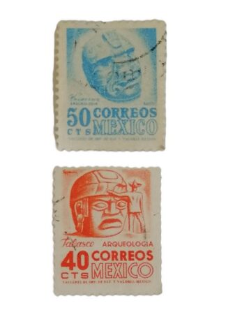 ESTAMPILLA POSTAL ANTIGUA. CABEZAS OLMECAS 1960s