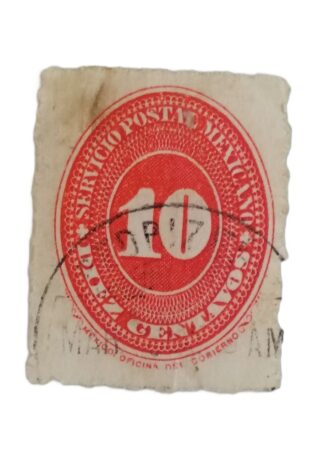 ESTAMPILLA POSTAL 1886 10C NUMEROS. NARANJA SC. 180-A18