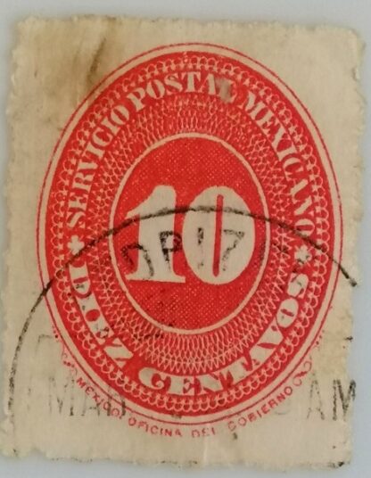 ESTAMPILLA POSTAL 1886 10C NUMEROS. NARANJA SC. 180-A18 - Image 2