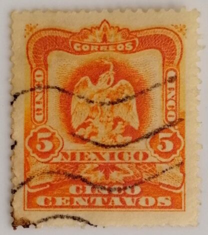 ESTAMPILLA POSTAL ANTIGUA 1903, 307-A28. AGUILA. NARANJA 5C - Image 3