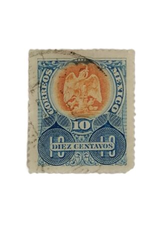 ESTAMPILLA POSTAL ANTIGUA 1903 A29. AGUILA AZUL NARANJA