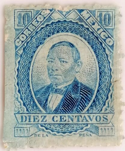ESTAMPILLA POSTAL ANTIGUA 1879 BENITO JUAREZ SIN SELLO. 10 c. A15 - Image 2
