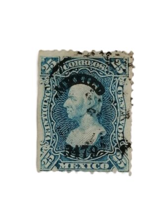 ESTAMPILLA POSTAL ANTIGUA MIGUEL HIDALGO 1874 - 80 25c A12