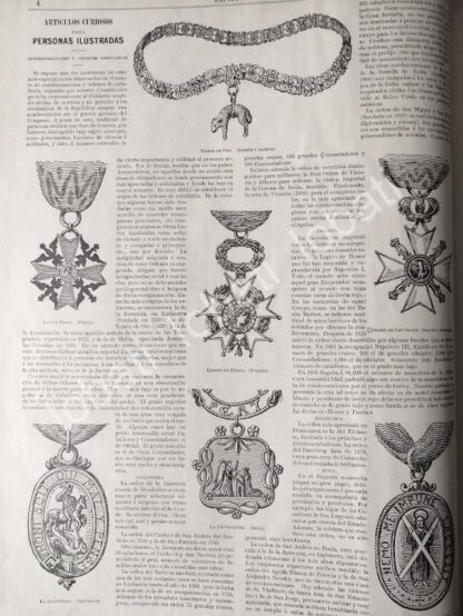 CARTEL ANTIGUO ORIGINAL DE MEDALLAS DE ORDENES HONORIFICAS DEL MUNDO 1895 - Image 2