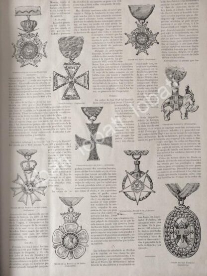CARTEL ANTIGUO ORIGINAL DE MEDALLAS DE ORDENES HONORIFICAS DEL MUNDO 1895 - Image 3