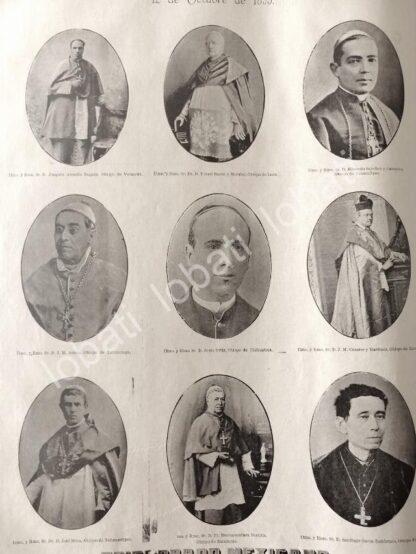 CARTEL ANTIGUO ORIGINAL DE TODOS LOS OBISPOS MEXICANOS DE 1895 / RLG - Image 3
