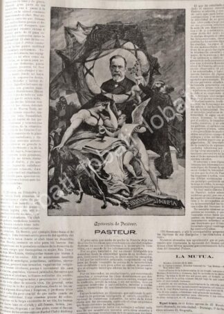 CARTEL ANTIGUO ORIGINAL DE APOTEOSIS & MUERTE DE LUIS PASTEUR 1895 / MDC