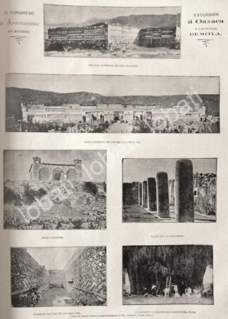 CARTEL ANTIGUO ORIGINAL DE LAS RUINAS DE MITLA EN OAXACA 1895 /LDM