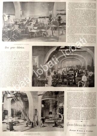 CARTEL ANTIGUO ORIGINAL DE FABRICA DE MUEBLES DE JORGE UNNA S.L.P 1895