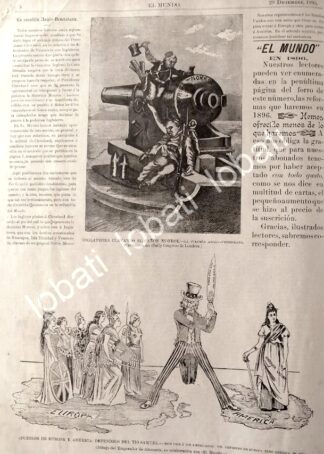CARTEL ANTIGUO ORIGINAL DE LA NEFASTA DOCTRINA MONROE 1895 / PLT