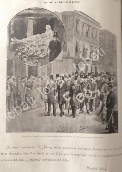 CARTEL ANTIGUO ORIGINAL DE HONORES MASONICOS A BENITO JAUREZ 1895 / PLT LEA DESCRIPCION - Image 3