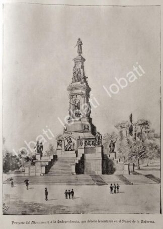 CARTEL ANTIGUO ORIGINAL DE PROYECTO INCONCLUSO DEL MONUMENTO A LA INDEPENDENCIA 1895 DE CARLOS ALCALDE