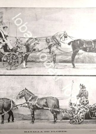 CARTEL ANTIGUO ORIGINAL DE COMBATE DE FLORES D.F 1895 CARRETAS DE LA EPOCA / TOMAS MORAN
