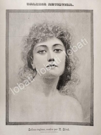 GRABADO ANTIGUO 1895 POR: GILBERTO IRIARTE, BELLEZA INGLESA