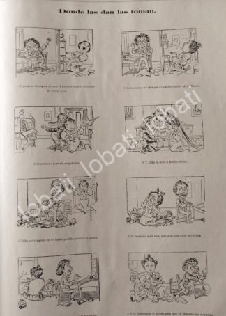 CARTEL ANTIGUO ORIGINAL DE TIRA COMICA ANTIGUA 1895 DONDE LAS DAN LAS TOMAN