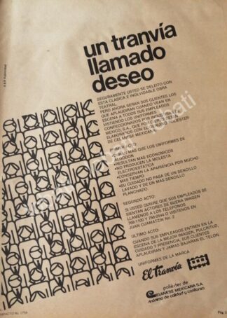 CARTEL ANTIGUO ORIGINAL DE CELANESE MEXICANA S.A UNIFORMES EL TRANVIA 1983