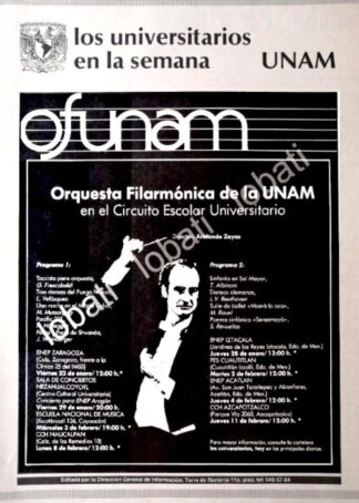CARTEL ANTIGUO ORIGINAL DE ORQUESTA FILARMONICA DE LA UNAM 1982 /18