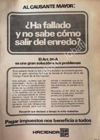 CARTEL ANTIGUO ORIGINAL DE SHCP SECRETARIA DE HACIENDA 1981 /45