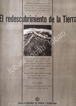 CARTEL ANTIGUO ORIGINAL DE CONACY PRESENTA LIBRO. EL DESCUBRIMIENTO DE LA TIERRA 1982