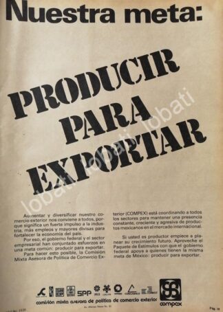 CARTEL ANTIGUO ORIGINAL DE SECRETARIA DE COMERCIO EXTERIOR / EXPORTAR 1981 /N99