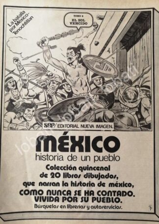 CARTEL ANTIGUO ORIGINAL DE SEP LANZA CUADERNOS MEXICO HISTORIA DE UN PUEBLO 1980 /82
