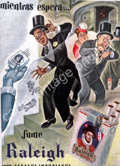 CARTEL ANTIGUO ORIGINAL DE 2 AFICHES CIGARROS RALEIGH DIBUJO: GARCIA CABRAL - Image 2