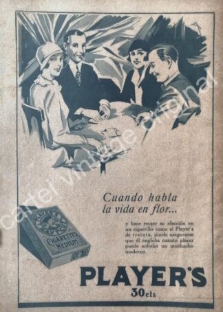 CARTEL ANTIGUO ORIGINAL DE CIGARROS PLAYERS No. 4. VIRGINIA. 1931 / RARO 3