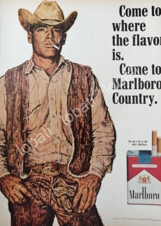 CARTEL ANTIGUO ORIGINAL DE CIGARROS MARLBORO 1970 /T243 / RARO