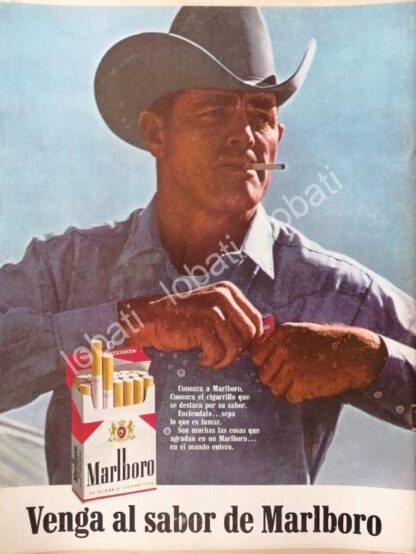 CARTEL ANTIGUO ORIGINAL DE CIGARROS MARLBORO 1960s /T233
