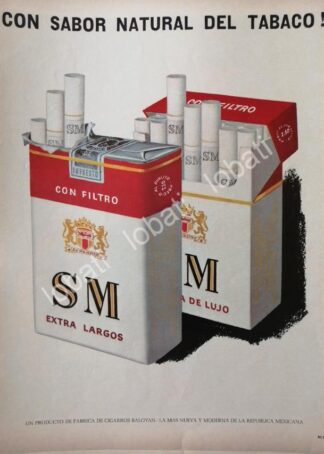 CARTEL ANTIGUO ORIGINAL DE CIGARROS SM, CIGARRERA BALOYAN 1966