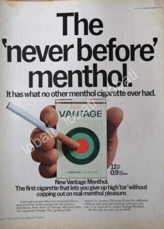 CARTEL ANTIGUO ORIGINAL DE CIGARROS VANTAGE 1970 /2