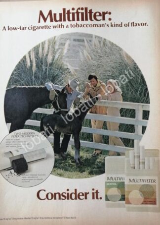 CARTEL ANTIGUO ORIGINAL DE CIGARROS MULTIFILTER 1970 / RARO