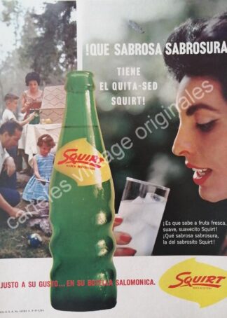 CARTEL ANTIGUO ORIGINAL DE REFRESCO SQUIRT 1963 SUS INICIOS EN MEXICO