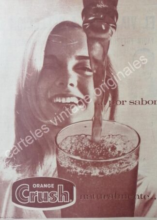 CARTEL ANTIGUO ORIGINAL DE REFRESCO ORANGE CRUSH 1960s /2