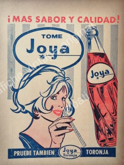 CARTEL ANTIGUO ORIGINAL DE SET DE 3 AFICHES REFRESCOS JOYA 1950s-60s - Image 4