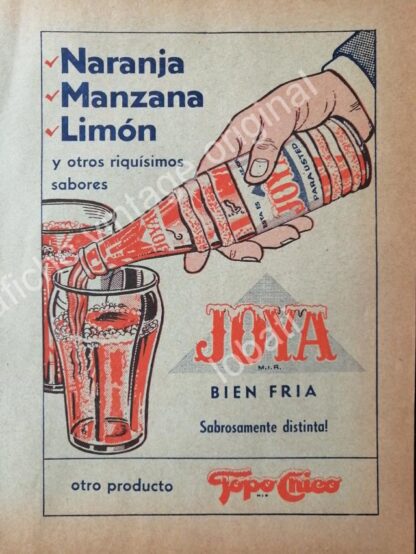 CARTEL ANTIGUO ORIGINAL DE SET DE 3 AFICHES REFRESCOS JOYA 1950s-60s - Image 3
