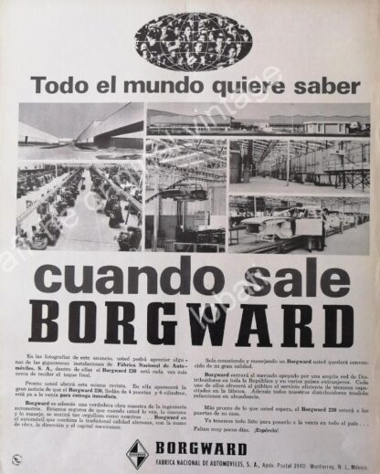 CARTEL ANTIGUO ORIGINAL DE 3 AFICHES AUTOS BORGWARD PRECAMPAÑA 1967, MONTERREY, RARO - Image 3