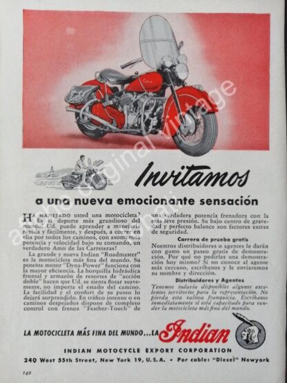 CARTEL ANTIGUO ORIGINAL DE 2 AFICHES DE MOTOCICLETAS INDIAN 1940s - Image 2